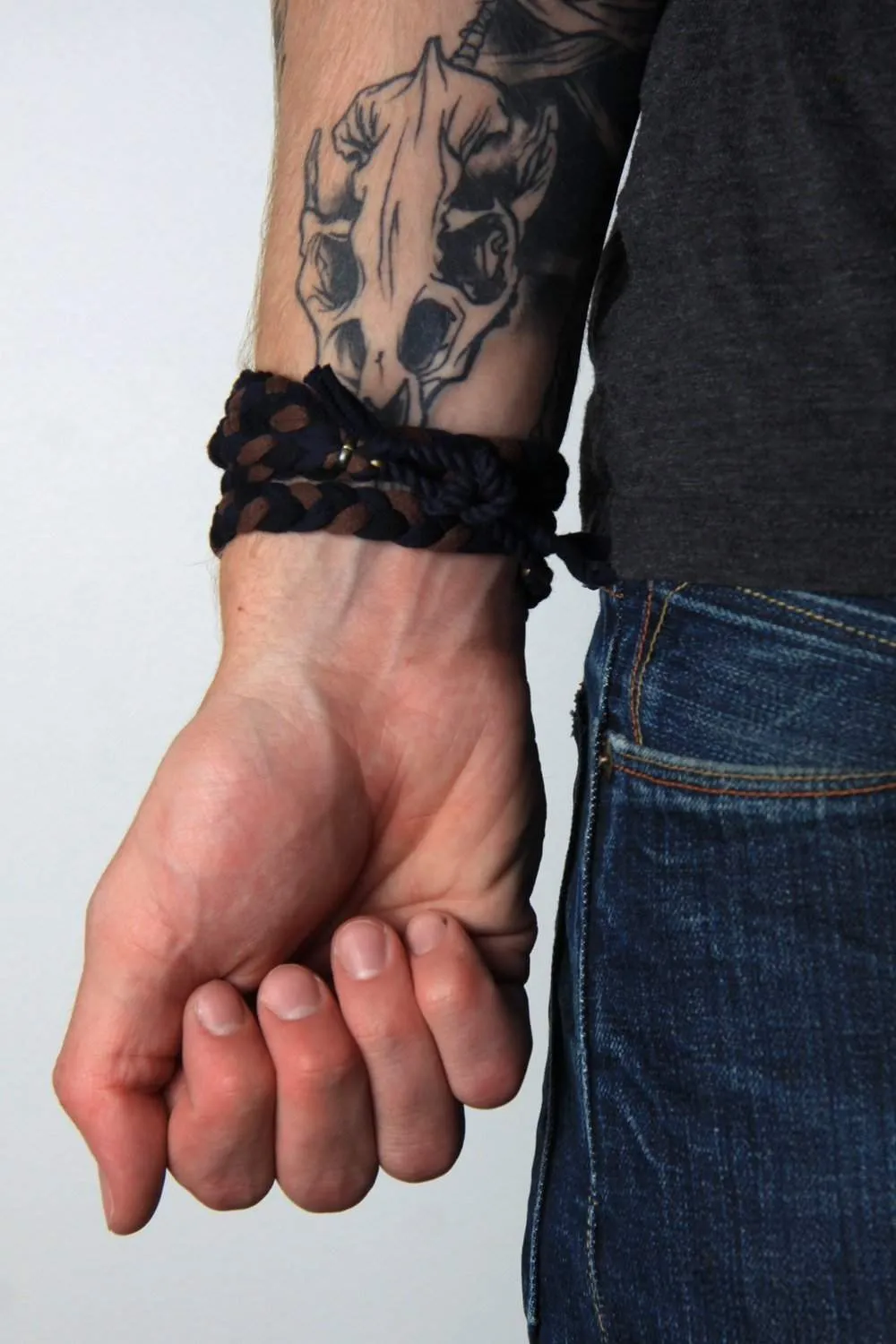 Necklush Braided Bracelet / Black & Brown / Unisex