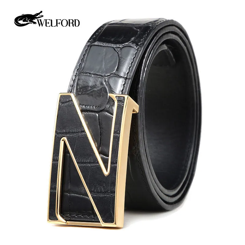 New crocodile leather men's belt business belt