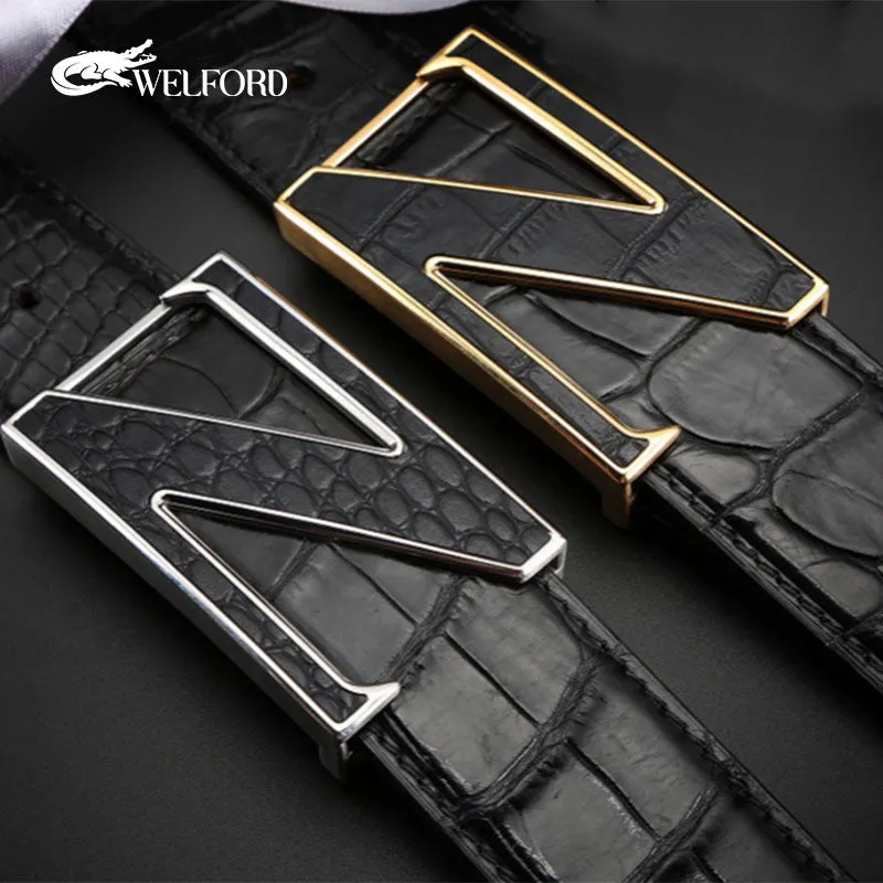 New crocodile leather men's belt business belt