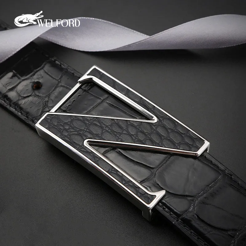 New crocodile leather men's belt business belt