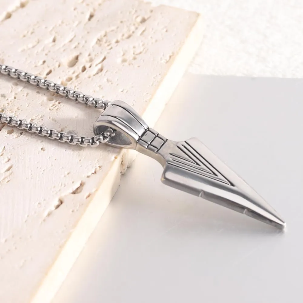 ONLYJUMP Arrowhead Pendant Chain Necklace for Mens Set Black & Silver Tone & Gold Tone Necklace Stainless Steel Spear Point Jewelry for Jewelry Gifts