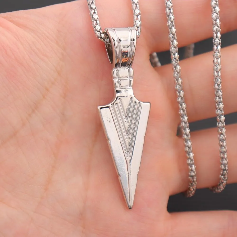 ONLYJUMP Arrowhead Pendant Chain Necklace for Mens Set Black & Silver Tone & Gold Tone Necklace Stainless Steel Spear Point Jewelry for Jewelry Gifts