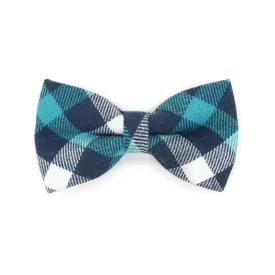 Pet Bow Tie - "Blue Ridge Mountains" - Teal   Blue Plaid Bow Tie for Cat / Flannel, Fall, Winter / For Cats   Small Dogs (One Size)
