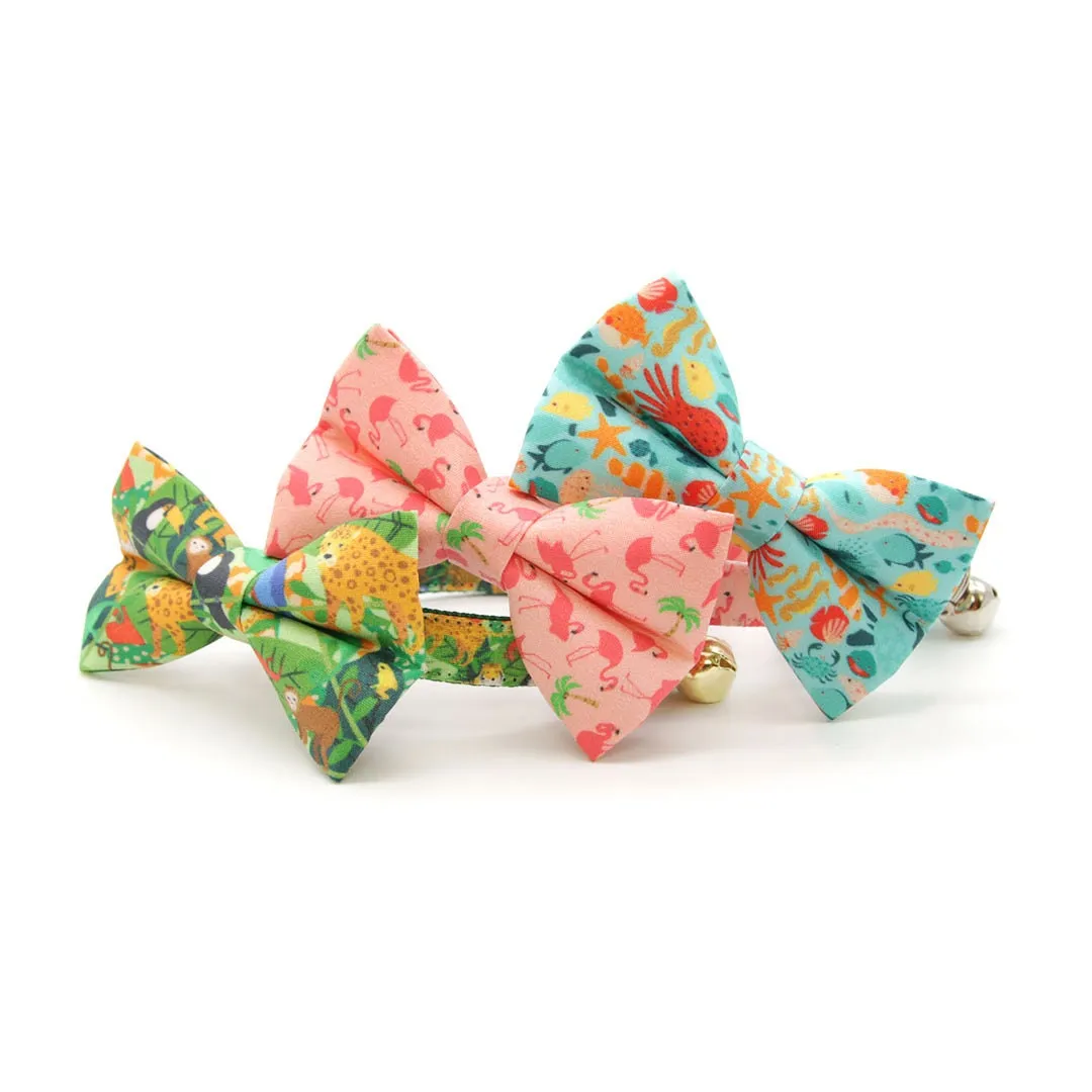 Pet Bow Tie - "Ocean Life" - Aquatic Cat Bow Tie / Summer, Fish, Beach, Sea, Marine / For Cats   Small Dogs (One Size)