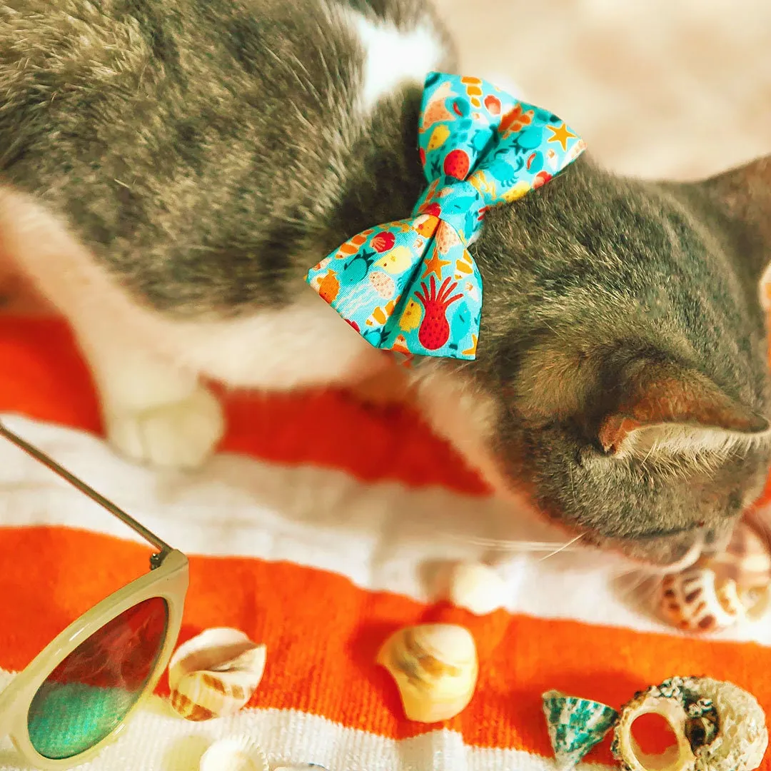Pet Bow Tie - "Ocean Life" - Aquatic Cat Bow Tie / Summer, Fish, Beach, Sea, Marine / For Cats   Small Dogs (One Size)