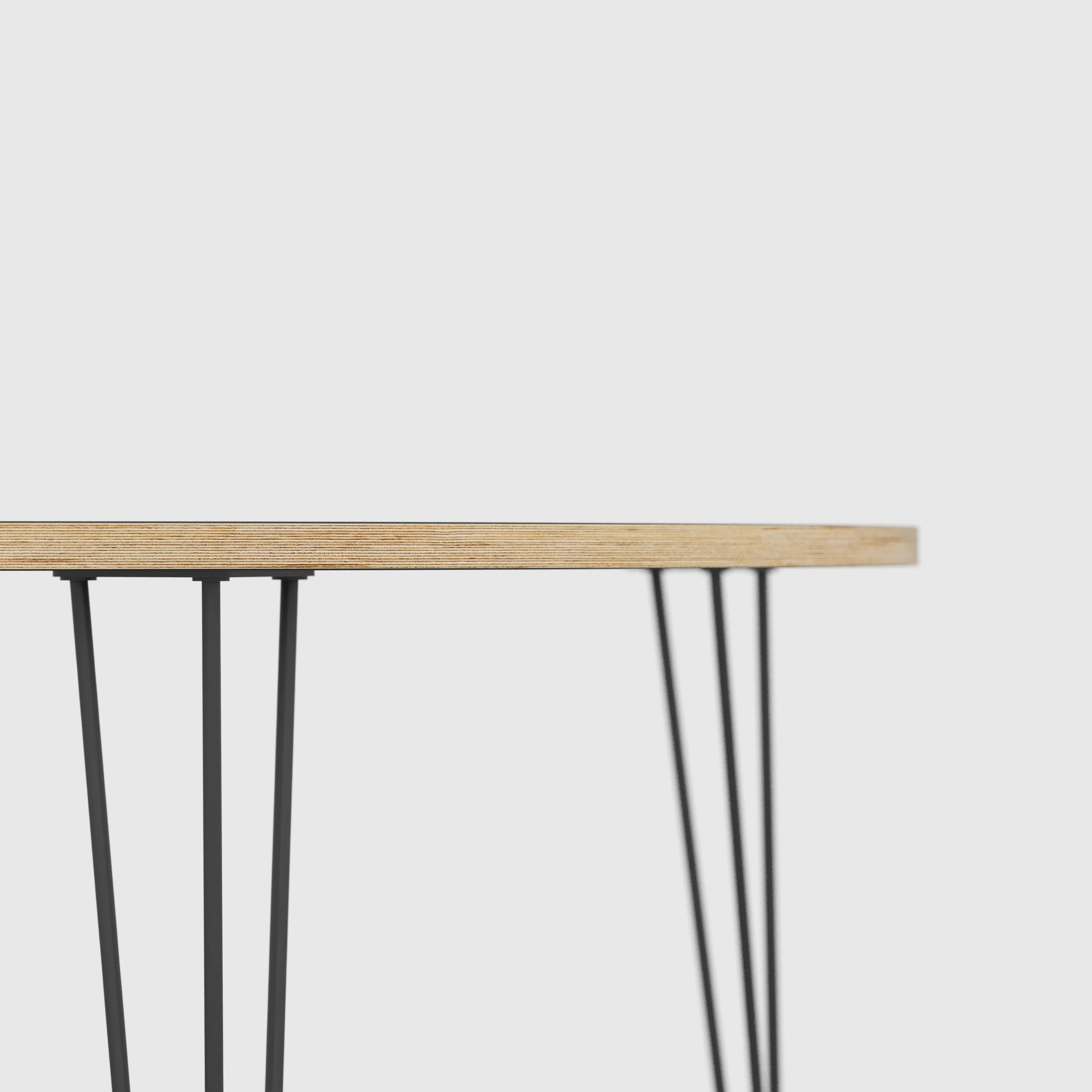 Plywood Round Table with Black Hairpin Legs - Formica Night Sea Blue - 1200(dia) x 735(h)