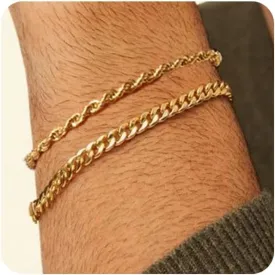 RANKEEF 2 Pcs Chain Bracelet for Men - 925 Sterling Silver 7-9inch Figaro Rope Cuban Link Bracelet Set - Gifts for Dad, Husband, Boyfriend