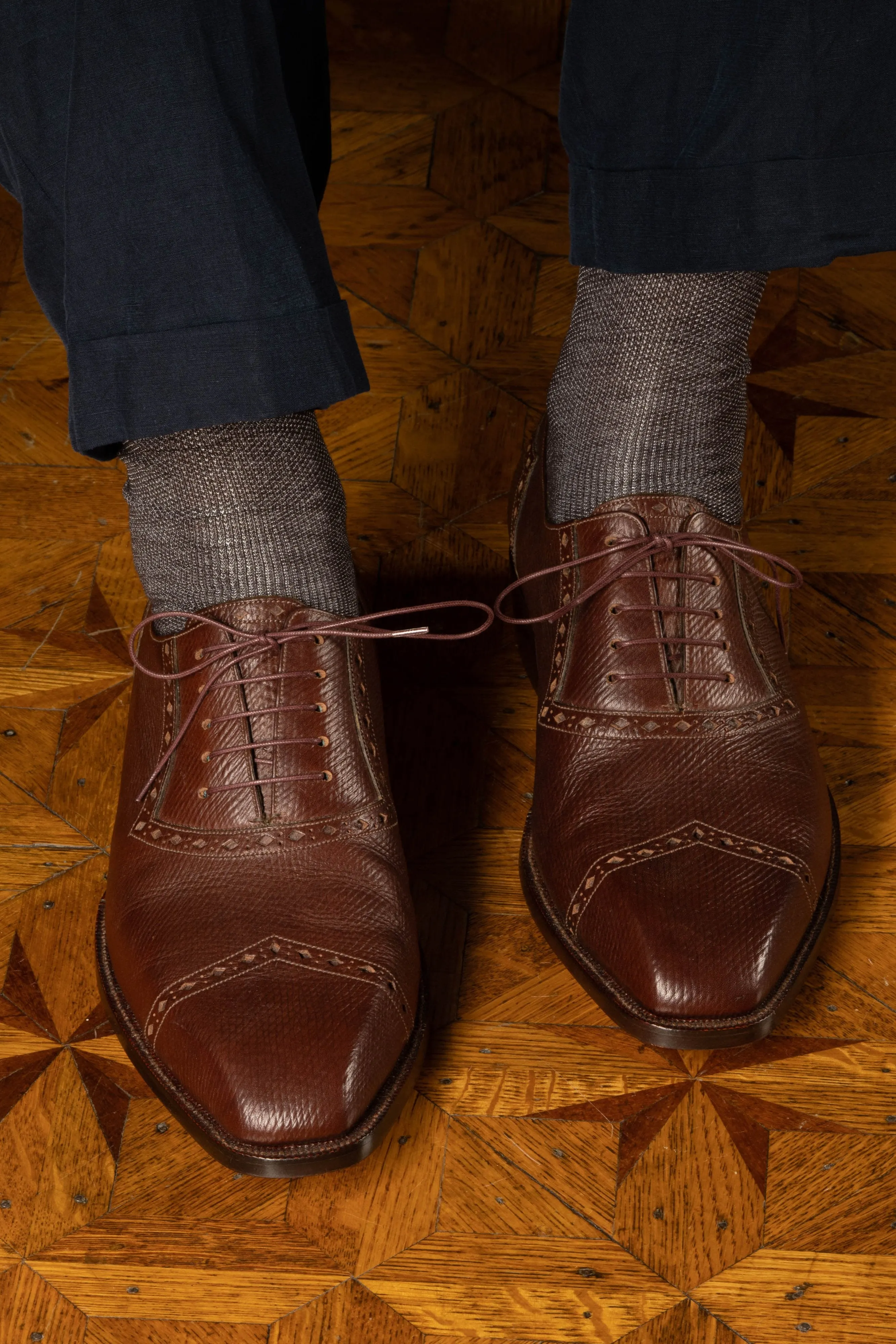 Round Bordeaux Waxed Cotton Shoelaces