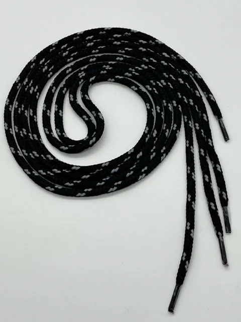 Round Classic Shoelaces - Black with Dark Gray Accents