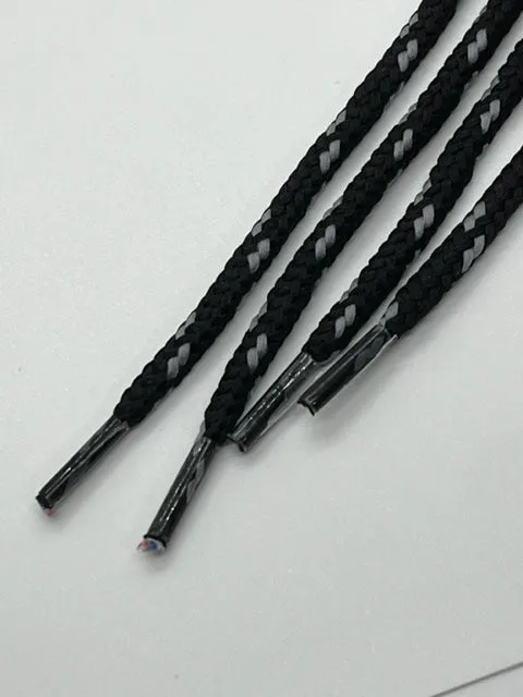 Round Classic Shoelaces - Black with Dark Gray Accents