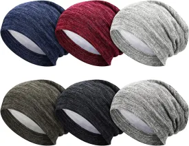 SATINIOR 6 Pieces Satin Lined Sleep Cap Slouchy Skull Beanie Hat Night Hair Cap Headwear Head Wrap for Curly Hair Women Girl