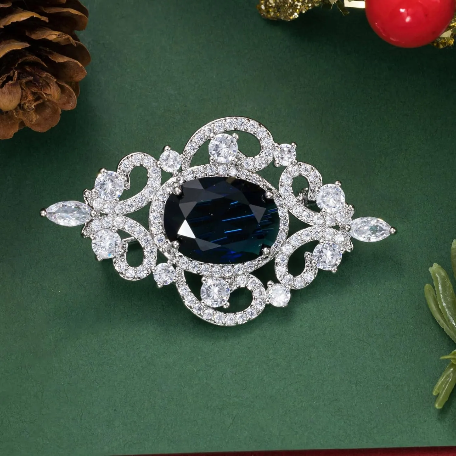 SELOVO Wedding Formal Accessory Cubic Zirconia Brooch Pendant Pin