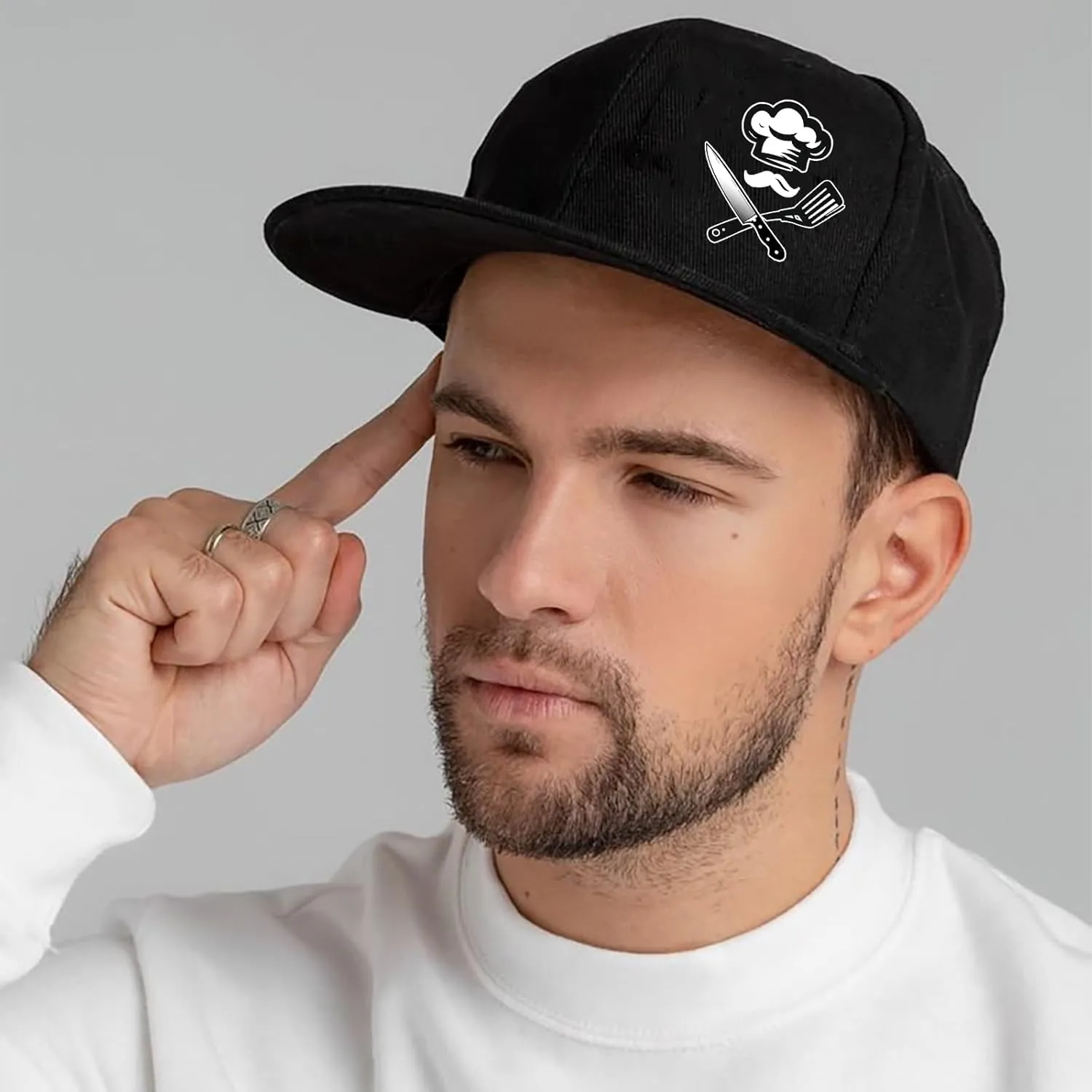 Snapback Flat Bill Fitted Hats for Men - Skateboard Accessories