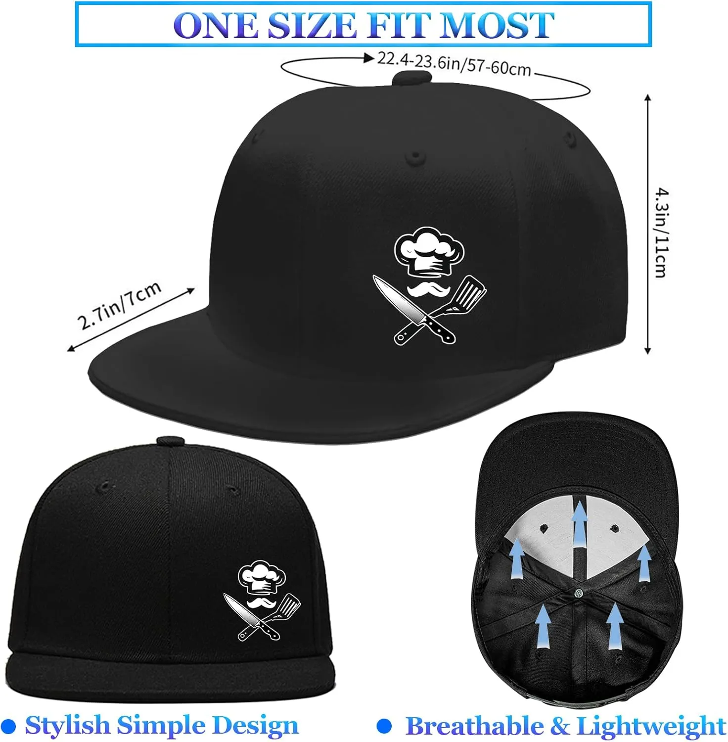 Snapback Flat Bill Fitted Hats for Men - Skateboard Accessories