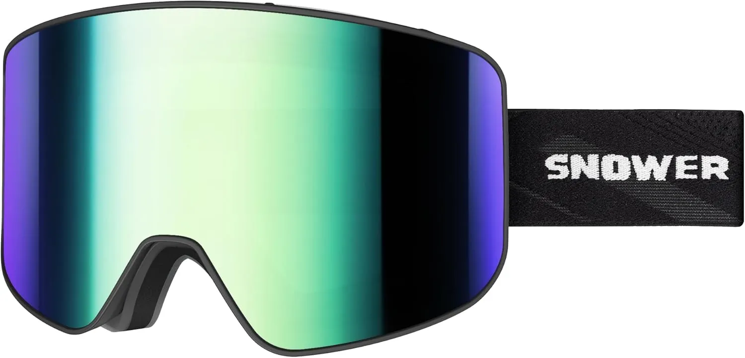 SNOWER Ski Goggles, OTG Anti Fog Snowboard Goggles, HD Snow Goggles UV400 Protection for Men Women Youth