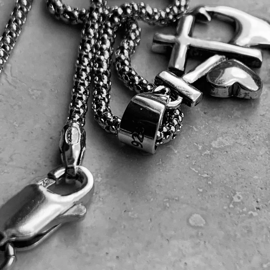 Sterling Silver Anchor Heart Cross Necklace, Anchor Necklace, Silver Necklace