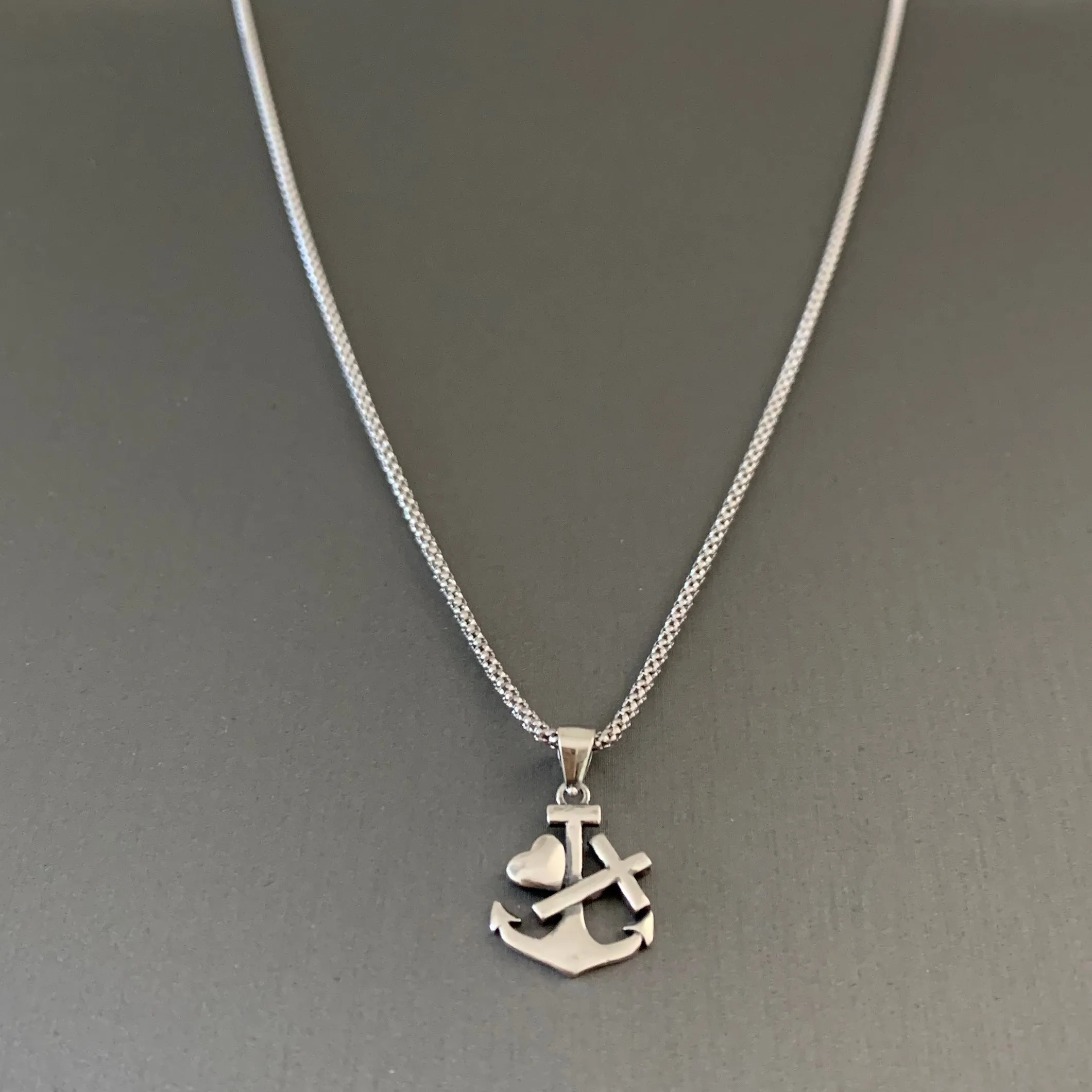 Sterling Silver Anchor Heart Cross Necklace, Anchor Necklace, Silver Necklace