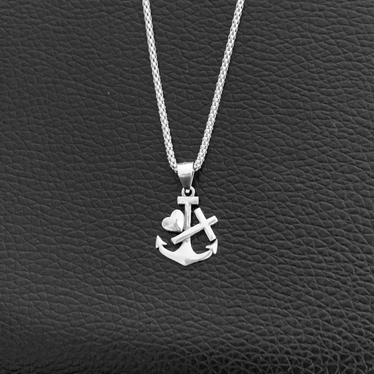 Sterling Silver Anchor Heart Cross Necklace, Anchor Necklace, Silver Necklace