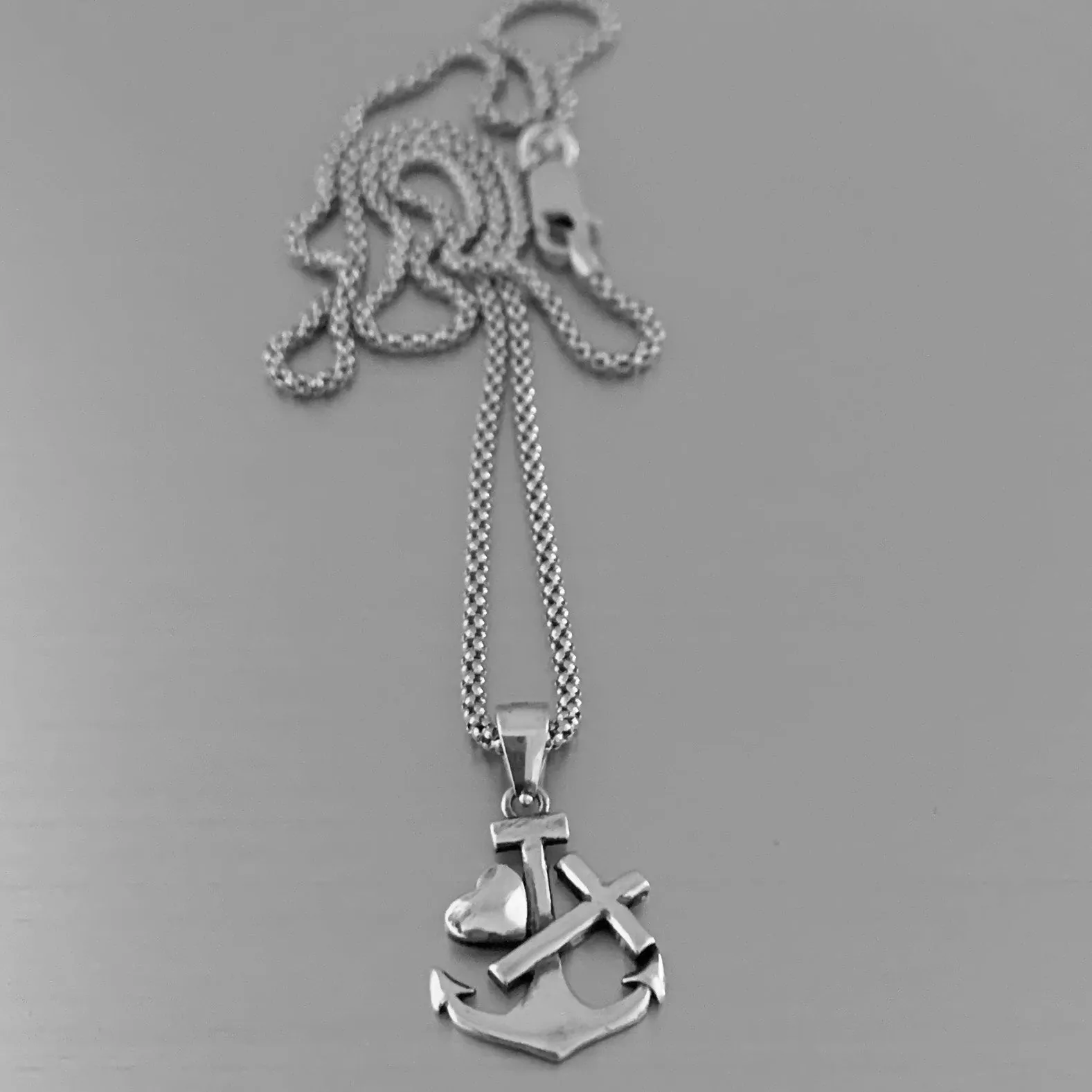 Sterling Silver Anchor Heart Cross Necklace, Anchor Necklace, Silver Necklace