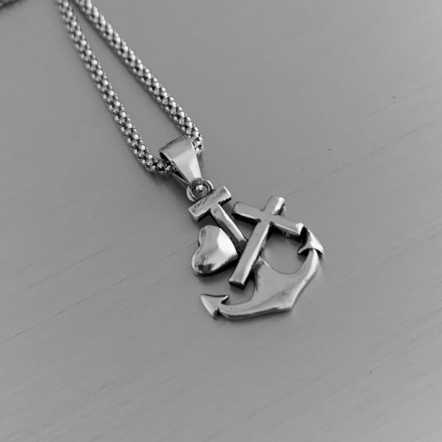 Sterling Silver Anchor Heart Cross Necklace, Anchor Necklace, Silver Necklace
