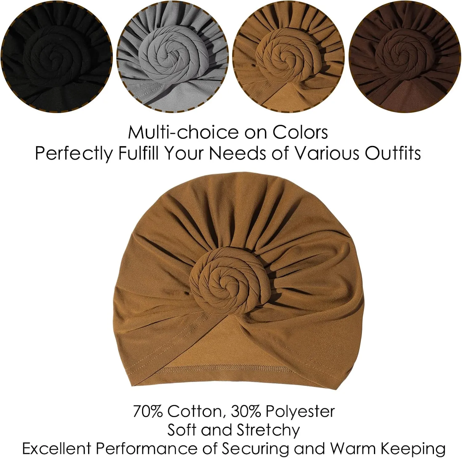 Stretch Turban Hats for Women - African Knot Headwraps Soft Pre Tied Bonnet Hair wrap Pretied for Black Women