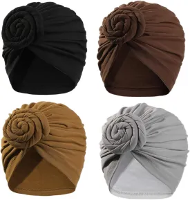 Stretch Turban Hats for Women - African Knot Headwraps Soft Pre Tied Bonnet Hair wrap Pretied for Black Women