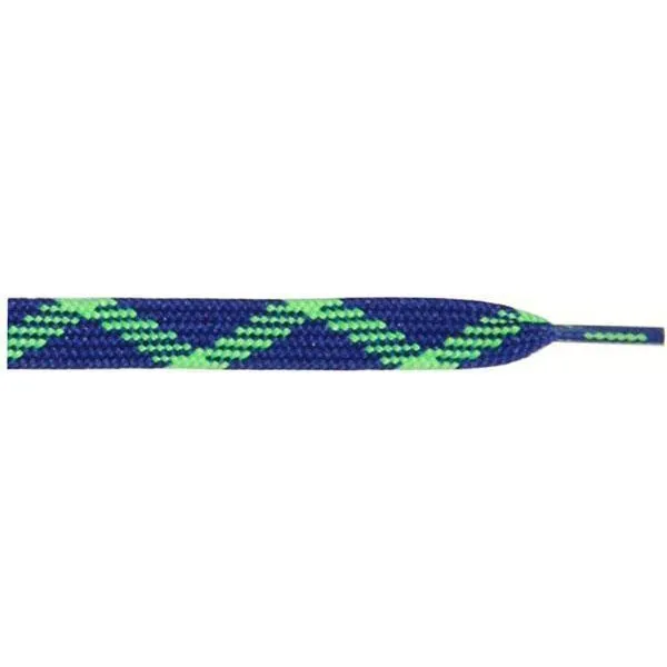 Thick Dual Tone Flat 9/16" - Royal Blue/Neon Green (12 Pair Pack) Shoelaces