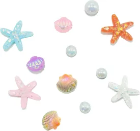 Three-dimensional Shells and Starfish Shaped Shoe Charms for Girls and Women, Shoe Charms for Beach and Summer, Cute Shoe Accessories, Bling and Pink Shoe Decorations