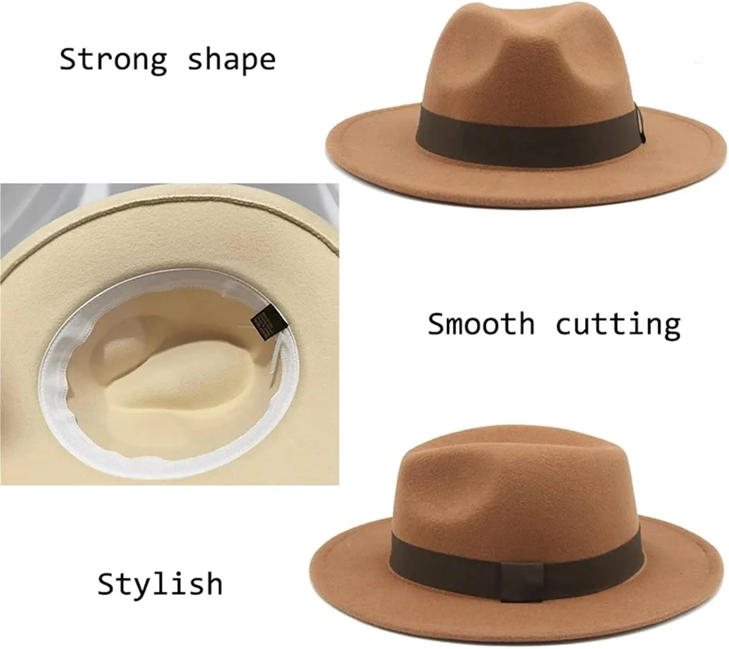 Top Hat Fedora Hat Winter Hats Ribbon Band Men's Hat Wide Brim Classic Beige Wedding Church Bowler