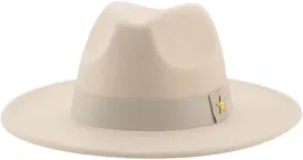 Top Hat Fedora Hat Winter Hats Ribbon Band Men's Hat Wide Brim Classic Beige Wedding Church Bowler