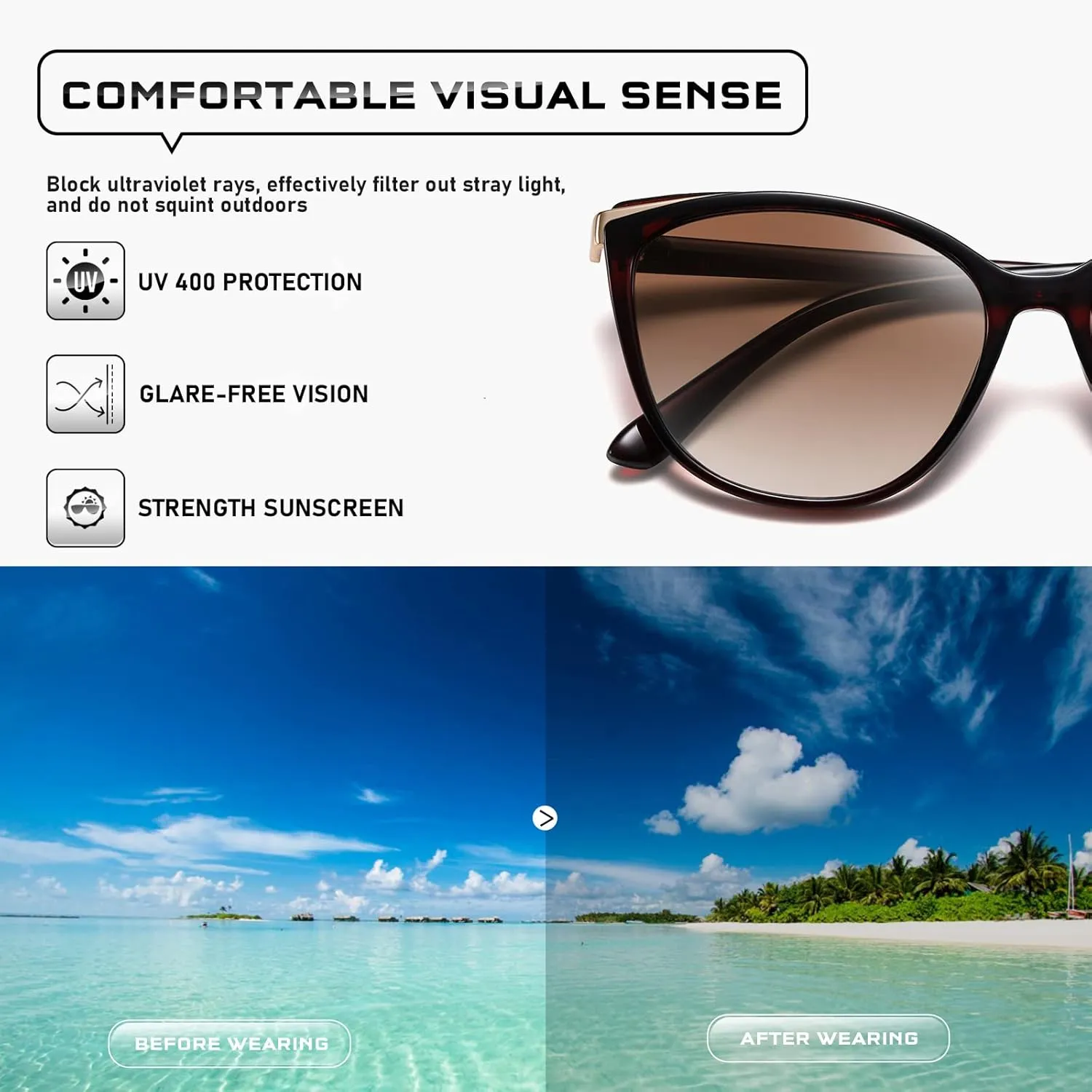 Trendy Cat Eye Sunglasses for Women Fashion Cateye UV400 Protection Glasses CL22017