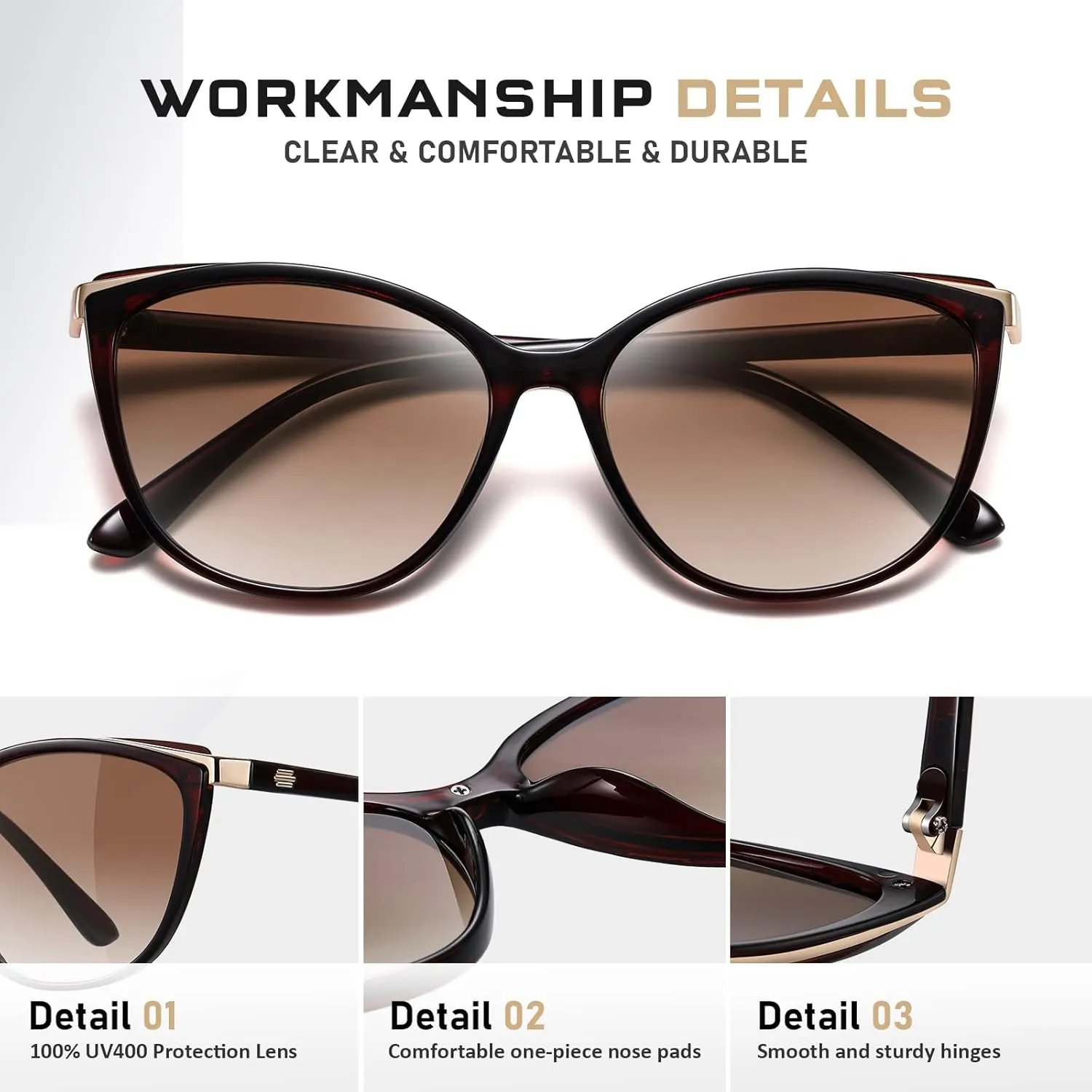 Trendy Cat Eye Sunglasses for Women Fashion Cateye UV400 Protection Glasses CL22017