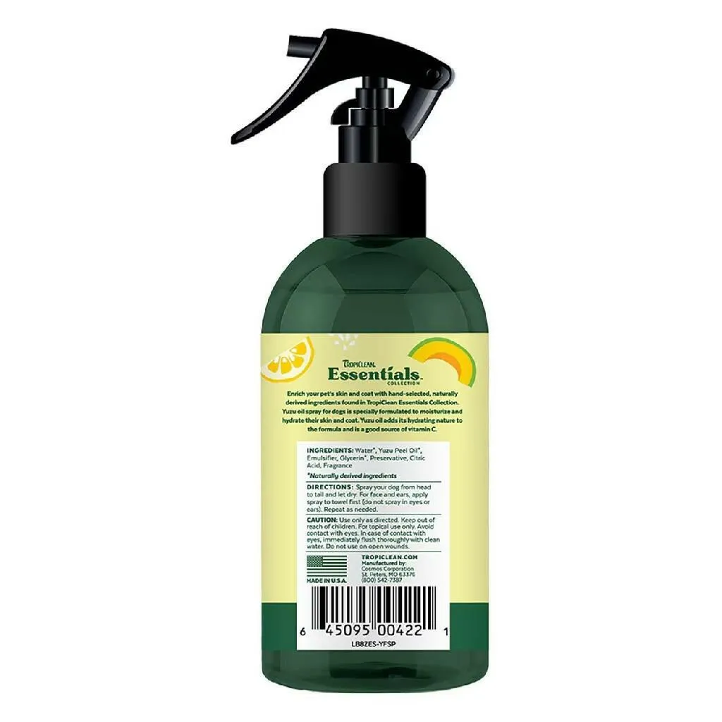 TropiClean Essentials Yuzu Fruit Refreshing Coat Spray For Dogs (8 oz)