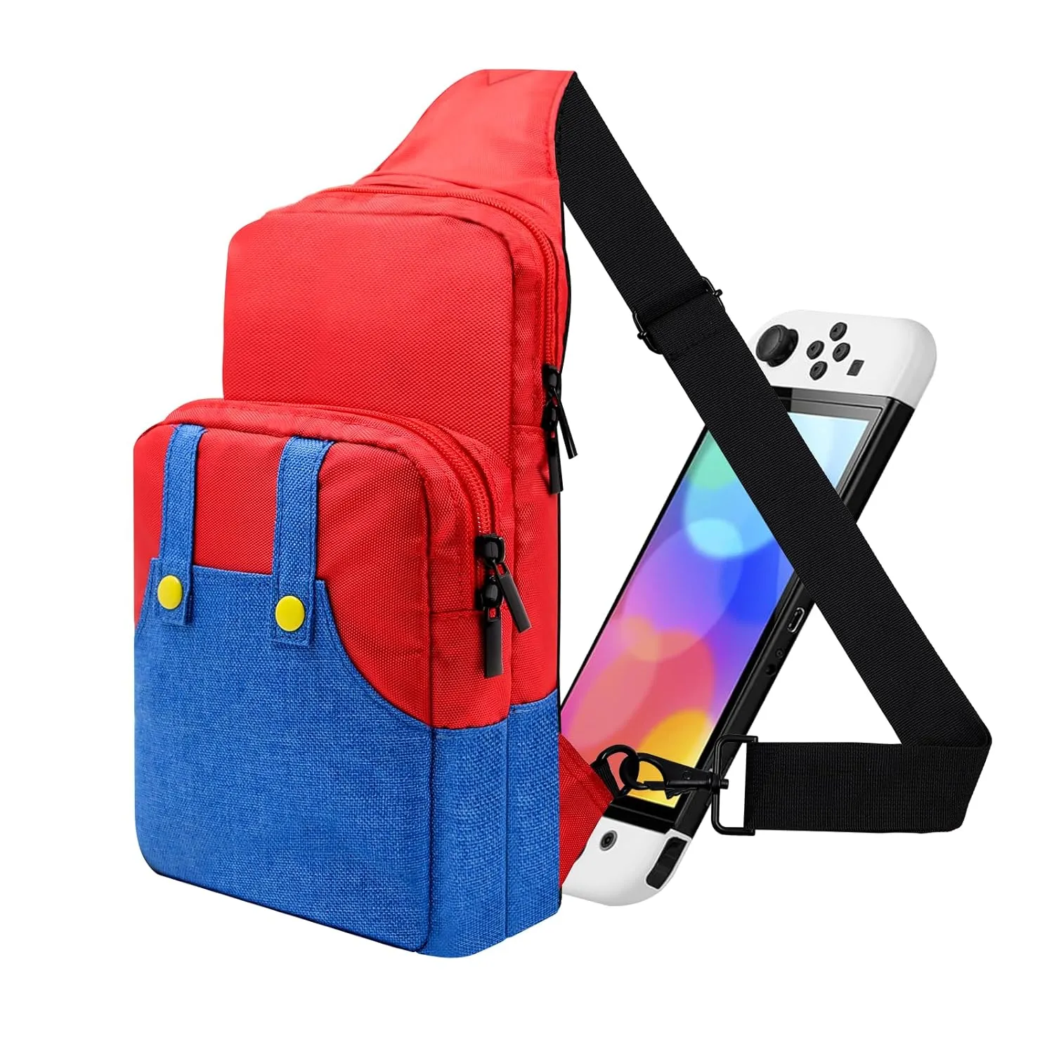 Vadaxx Cute Travel Bag for Nintendo Switch/2/Lite/OLED, Small Sling Portable Waterproof Backpack Carrying Crossbody Shoulder Chest Gaming Bag Case for NS SD Console Dock Joy-Cons Accessories Storage
