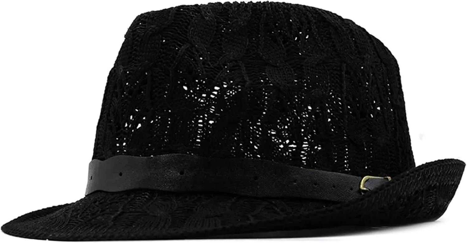 Vintage Hollowed Men Panama Hat Men Cotton Fedora