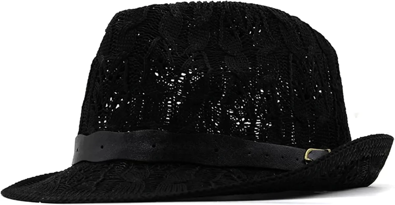 Vintage Hollowed Men Panama Hat Men Cotton Fedora