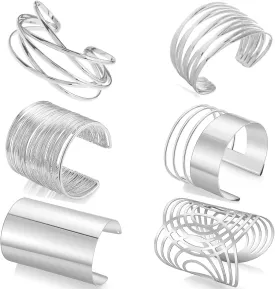 WAINIS 6 PCS Cuff Bangle Bracelet for Women Open Wide Wire Bracelets Gold Wrist Cuff Wrap Bracelet