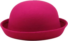 Womens Roll Up Brim Fedora Hats Elegant Adults Solid Hat Panama Bowler Hat Bucket Hat Mens Classic Wool Bowler